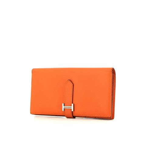 hermes bearn wallet leather orange leather h 1990s|Bearn wallet .